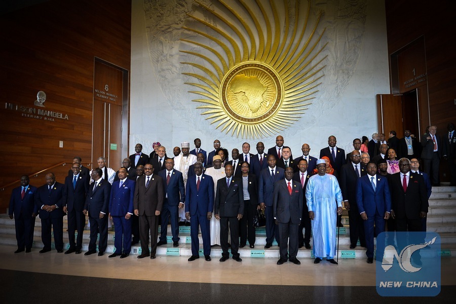 Participants pose for a group photo during the 29th ordinary session of the African Union summit in Addis Ababa, capital of Ethiopia July 3 2017